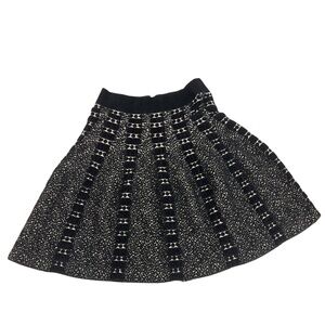 Anthropologie Moth Skirt Womens S Black Textured Boucle Knit A Line Flares Zip